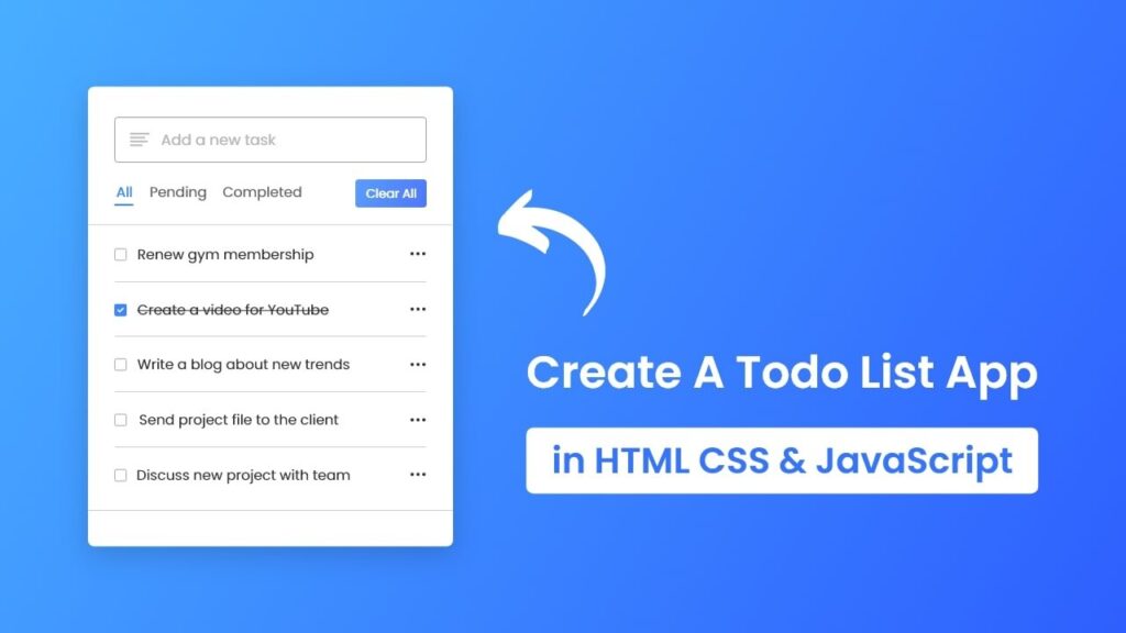 Create a simple to-do list application using HTML, CSS, and JavaScript